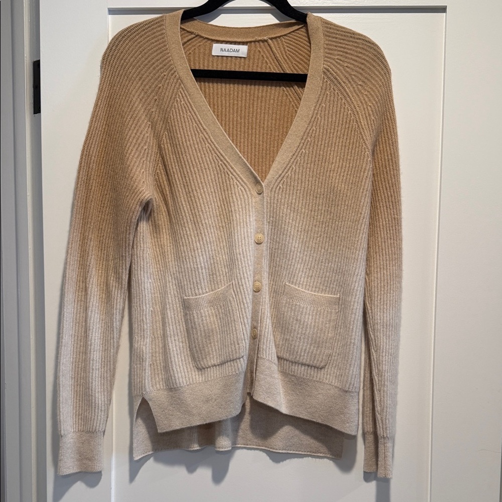 NAADAM Beige Ombre Ribbed Cashmere-Blend Cardigan